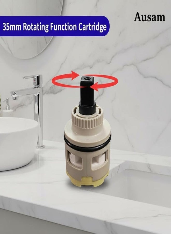 Ausam صمام خرطوشة حوض المطبخ من أوسام، مقاس 35 مم، ذو قلب قرص سيراميكي دوار، بديل لصنبور الخلاط للماء الساخن والبارد - Image 4